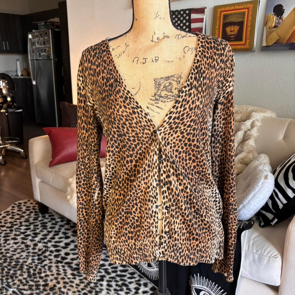 Y2K leopard print cardigan sweater 🐆✨